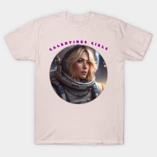 Blonde spacewoman galentine girl T-Shirt